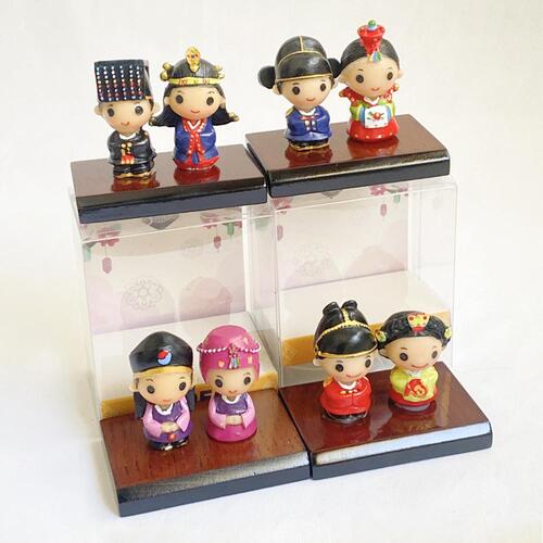 한국 전통 혼례 한복 미니 피규어 장식 기념품 4Color